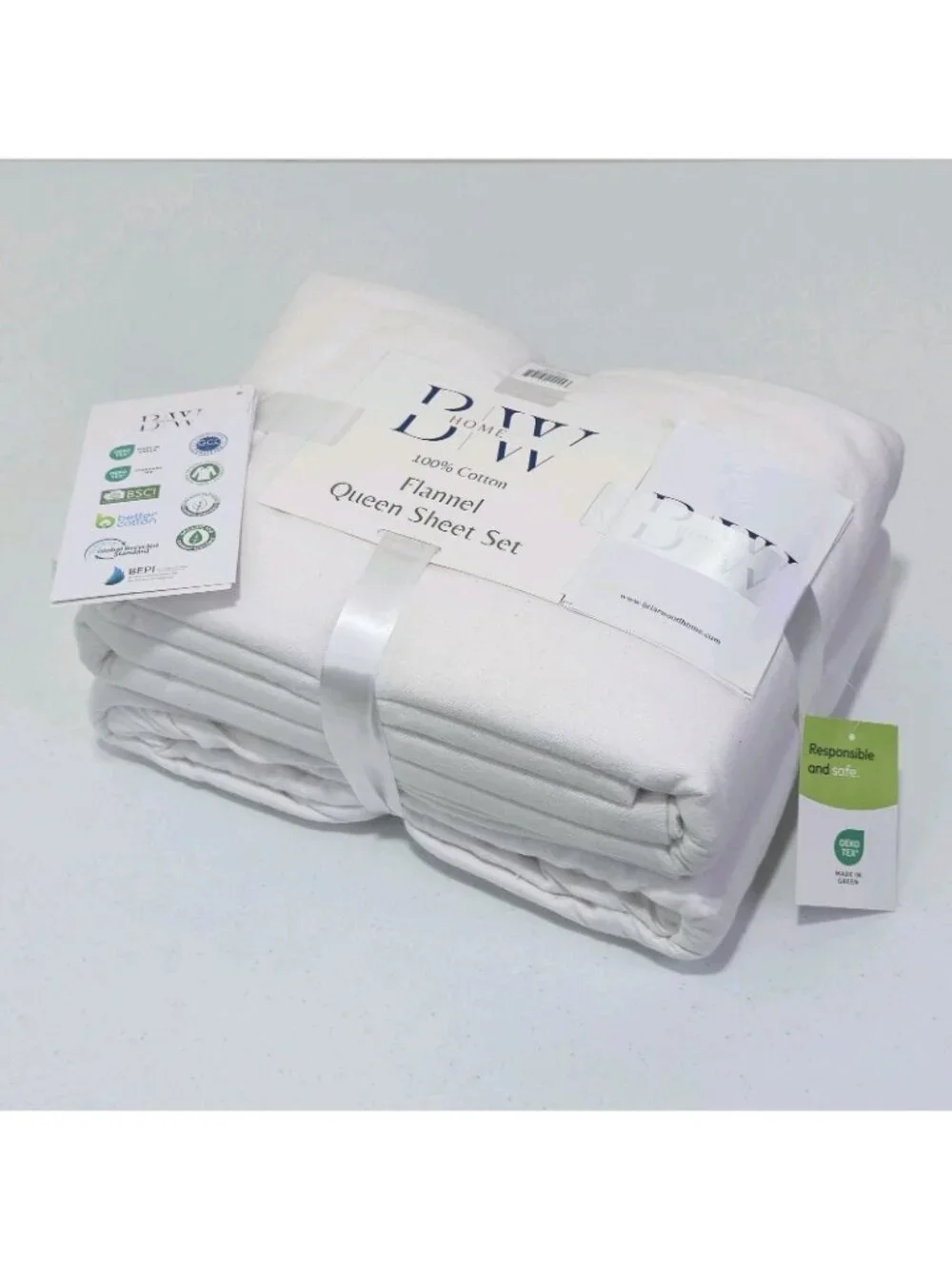 Briarwoodhome 100% Cotton Flannel Queen Sheet Set White with Nano Tech White...